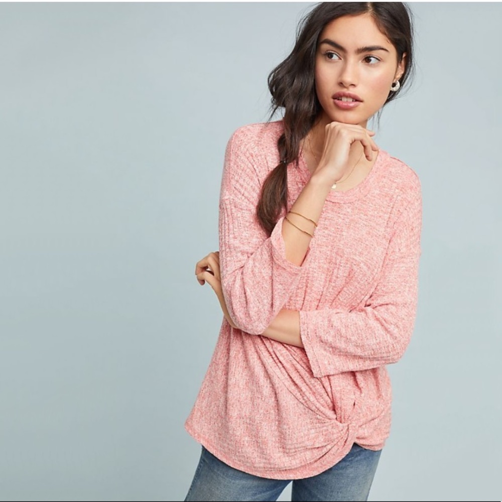 NWT Anthropologie Ribbed Twist Front Pullover Top